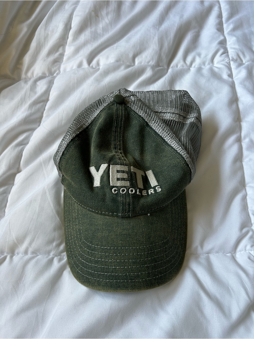 Yeti Olive Green and Gray Trucker Hat with Embroidered Logo